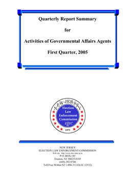 Quarterly Report Summary for Activities of Governmental Affairs