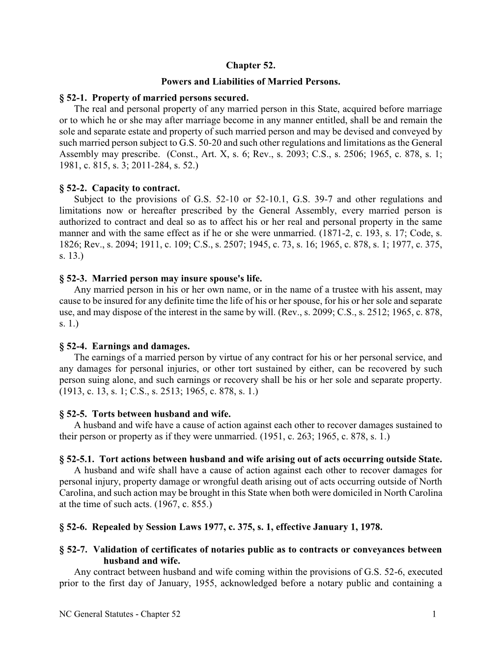 Chapter 52. Powers and Liabilities of Married Persons