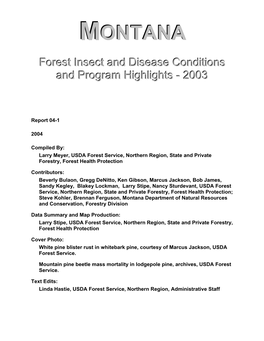 Montana Forest Insect and Disease Conditions and Lockman, B.; Gibson, K.; Becker, R