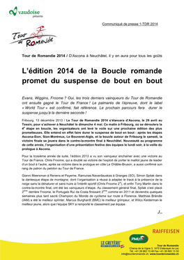 L'édition 2014 De La Boucle Romande Promet Du Suspense De Bout En Bout