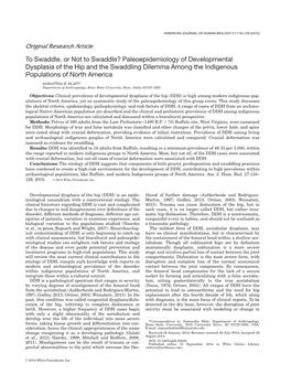 Paleoepidemiology of Developmental Dysplasia of the Hip and the Swaddling Dilemma Among the Indigenous Populations of North America