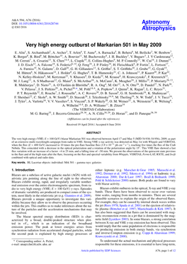 Very High Energy Outburst of Markarian 501 in May 2009 E