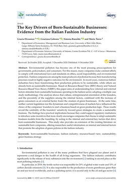 The Key Drivers of Born-Sustainable Businesses: Evidence from the Italian Fashion Industry