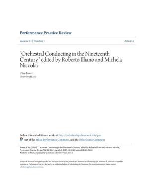 Orchestral Conducting in the Nineteenth Century," Edited by Roberto Illiano and Michela Niccolai Clive Brown University of Leeds