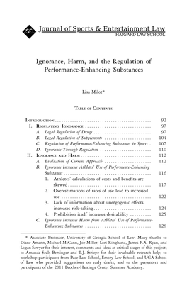 Ignorance, Harm, and the Regulation of Performance-Enhancing Substances