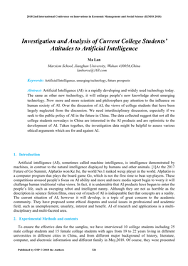 Analysis of Chinese College Students' Attitudes Towards Cognitive