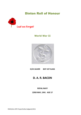 Dinton Roll of Honour D. A. R. BACON