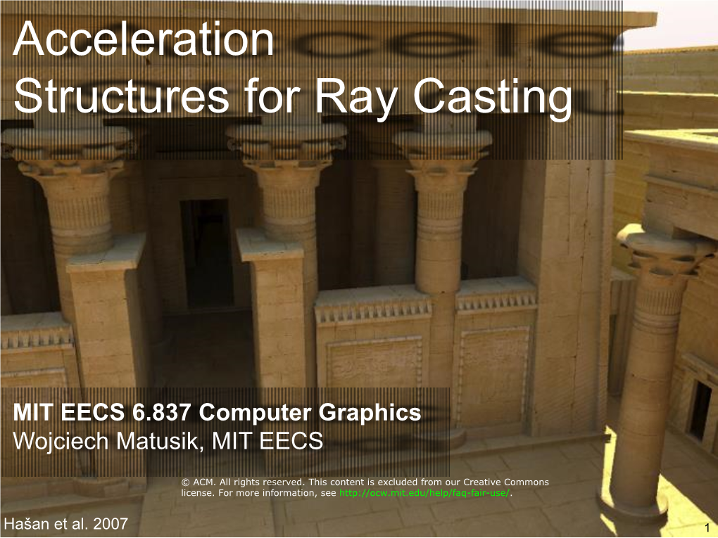 Acceleration Structures for Ray Casting