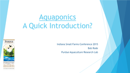 Aquaponics a Quick Introduction?