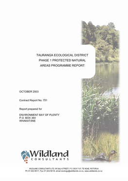 Tauranga Ecological District Phase 1 Protected Natural Areas Programme Report