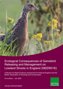 Ecological Consequences of Gamebird Releasing and Management on Lowland Shoots in England (NEER016)
