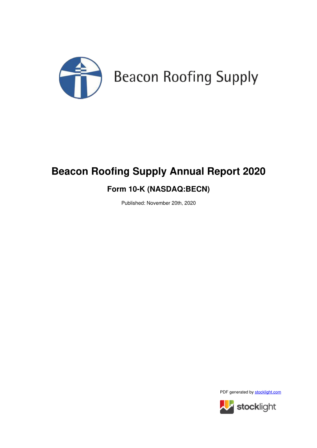 Beacon Roofing Supply Annual Report 2020