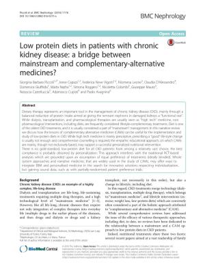 Low Protein Diets in Patients with Chronic Kidney Disease