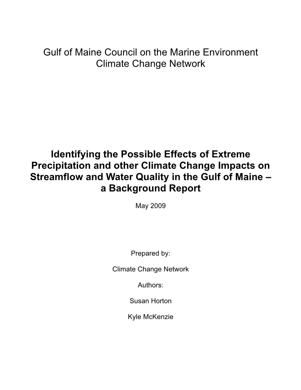 Gulf of Maine Council on the Marine Environment Climate Change Network