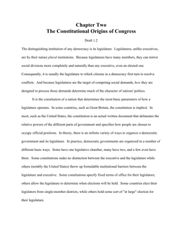 Chapter Two the Constitutional Origins of Congress