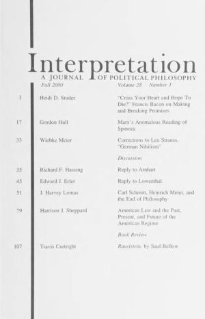 Interpretation: a Journal of Political Philosophy