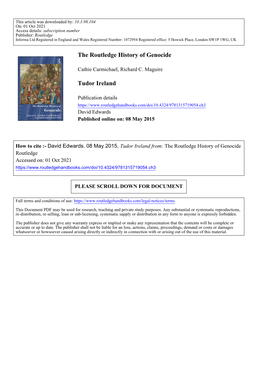 The Routledge History of Genocide Tudor Ireland
