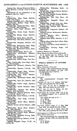 Supplement to the London Gazette, 22 Novembek, 1920. 11329