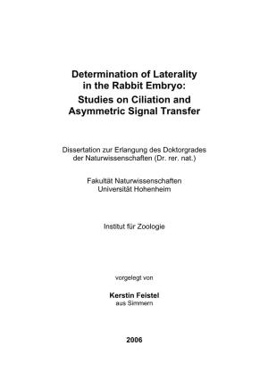 Determination of Laterality in the Rabbit Embryo: Studies on Ciliation and Asymmetric Signal Transfer