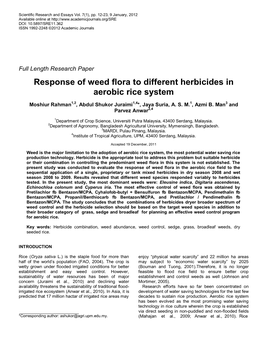 Response of Weed Florato Different Herbicides in Aerobic Rice System
