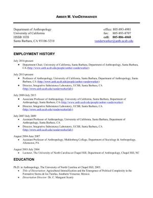 Employment History Education