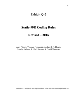 Static-99R Coding Rules Revised – 2016 Exhibit