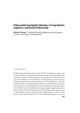 Polynomial Asymptotic Estimates of Gegenbauer, Laguerre, and Jacobi Polynomials