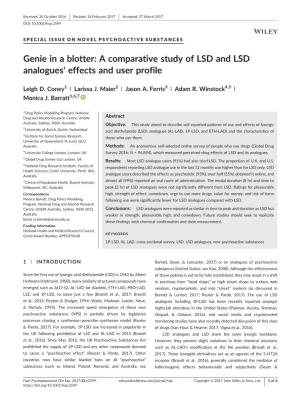 A Comparative Study of LSD and LSD Analogues' Effects and User Profile
