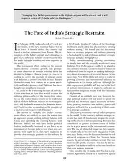 The Fate of India's Strategic Restraint