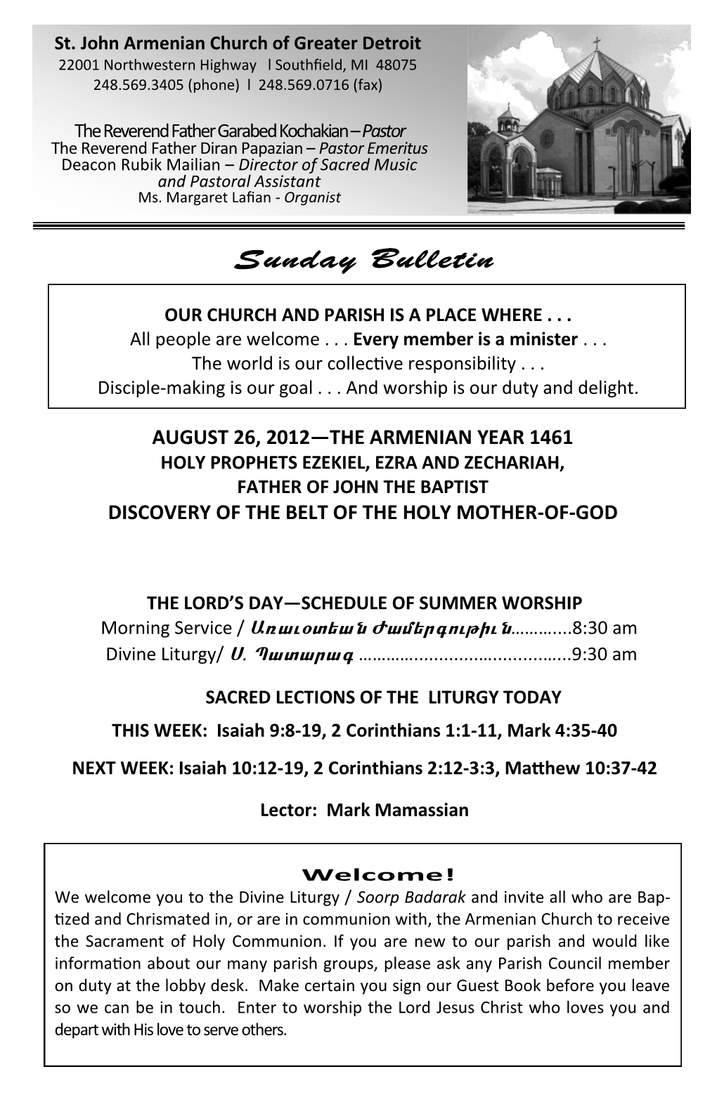 August 26Th Bulletin