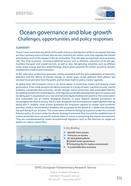 Ocean Governance and Blue Growth Challenges, Opportunities and Policy Responses