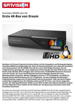 Dreambox DM900 Ultra HD Erste 4K-Box Von Dream