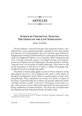 Science by Conceptual Analysis: the Genius of the Late Scholastics James Franklin