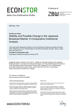 Stability and Possible Change in the Japanese Broadcast Market: a Comparative Institutional Analysis