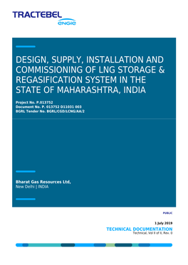 Design, Supply, Installation and Commissioning of Lng Storage & Regasification System in the State of Maharashtra, India