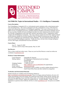 IAS 5940-516: Topics in International Studies – U.S