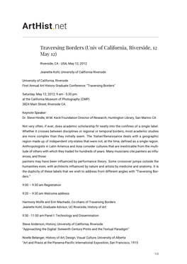 Traversing Borders (Univ of California, Riverside, 12 May 12)