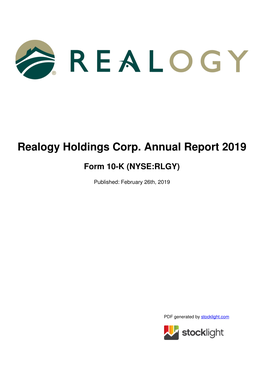 Realogy Holdings Corp. Annual Report 2019