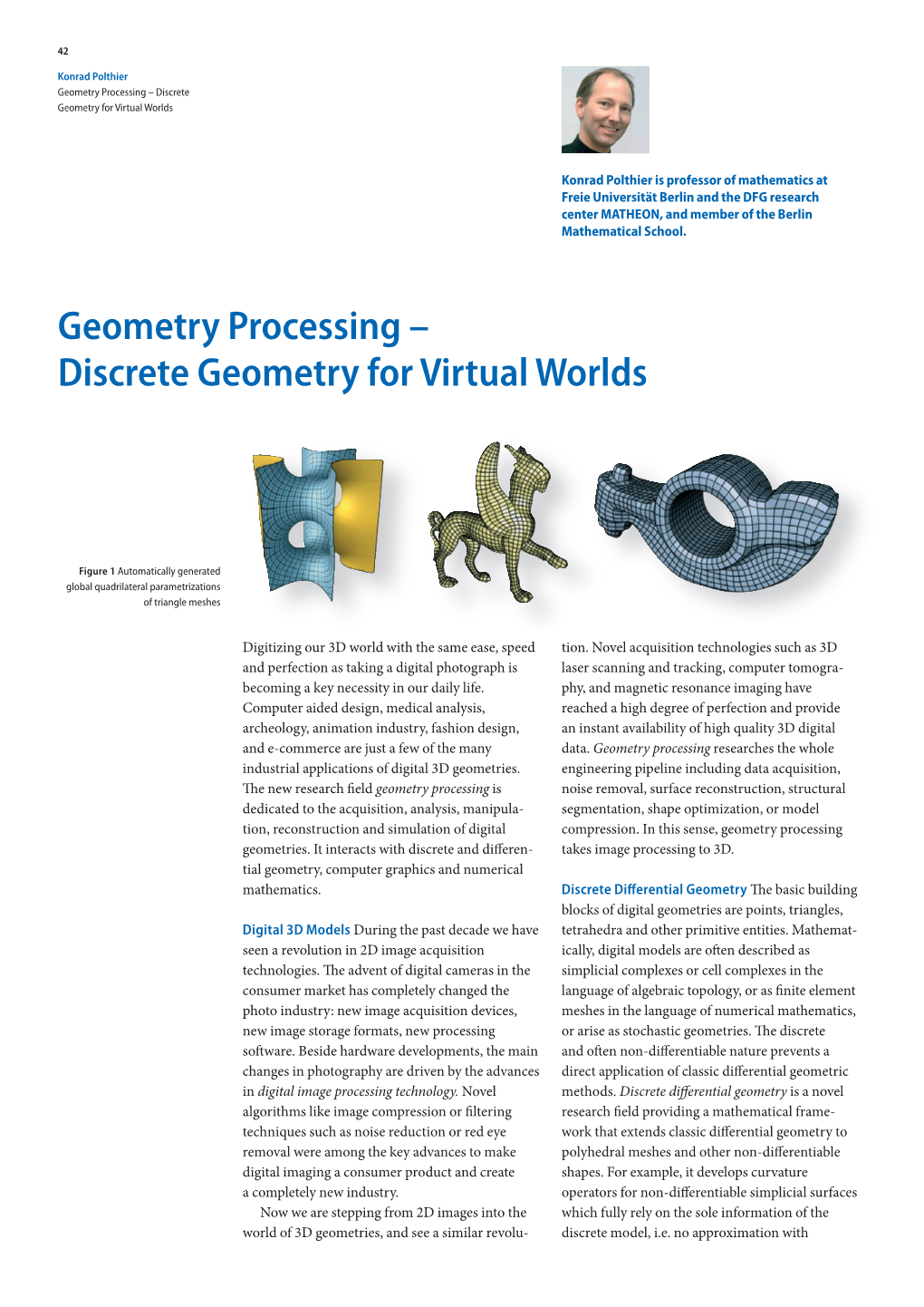 Geometry Processing – Discrete Geometry for Virtual Worlds