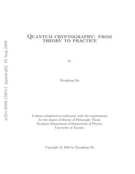 Quantum Cryptography: from Theory to Practice