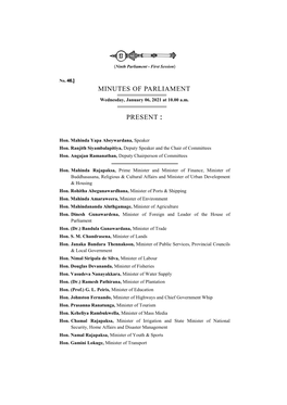 Minutes of Parliament for 06.01.2021