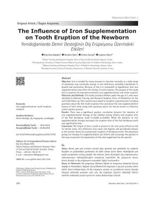 The Influence of Iron Supplementation on Tooth Eruption of the Newborn