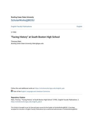 "Facing History" at South Boston High School