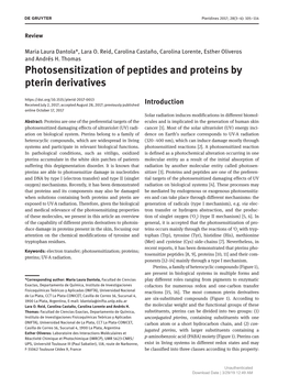 Photosensitization of Peptides and Proteins by Pterin Derivatives