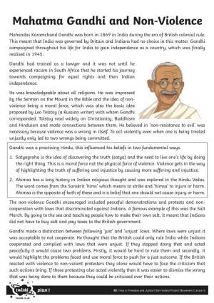 Mahatma Gandhi and Non-Violence