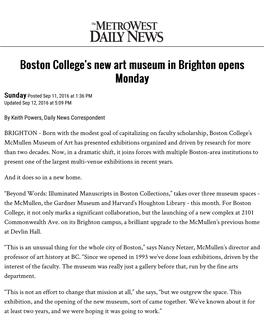 Boston College's New Art Museum in Brighton Opens Monday