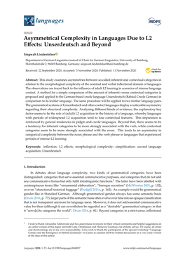 Asymmetrical Complexity in Languages Due to L2 Effects