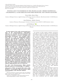 Polyols and UV‐Sunscreens in the Prasiola‐Clade (Trebouxiophyceae