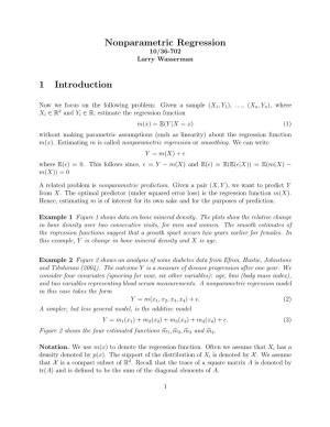 Nonparametric Regression 1 Introduction