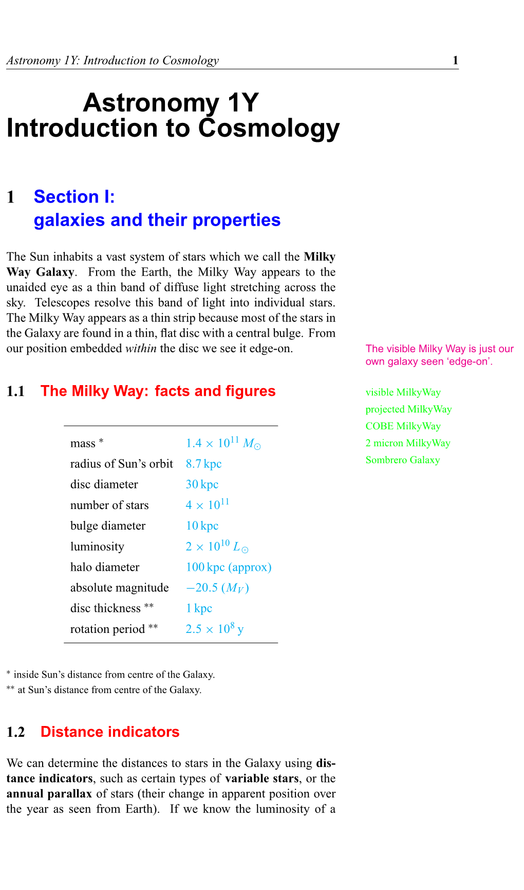 Astronomy 1Y Introduction to Cosmology